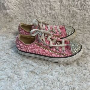 Converse little girl pink Bling low top lace up pink sneakers size 12